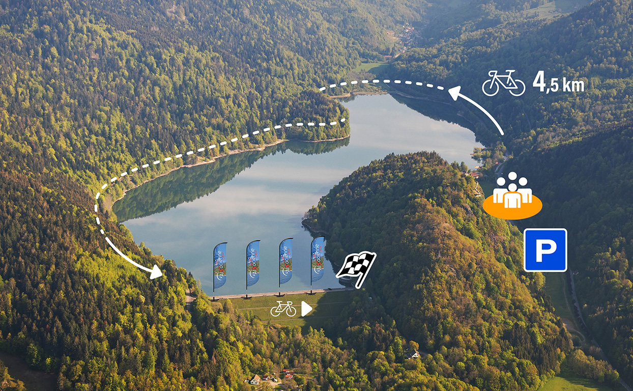 Plan d'accès au sas de départ de L'Alsacienne cyclo au lac de Kruth-Wildenstein